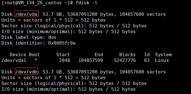 fdisk -l 查看硬盘信息